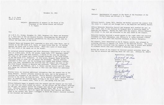 Signed Police Statement from the Men Who Captured Lee Harvey Oswald